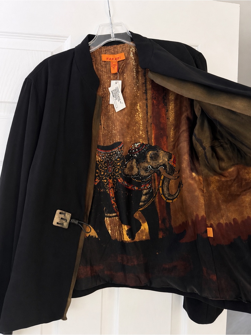 Harari Women’s Jacket Blazer Elephant Lining Toggle Closure NWT M $420 original